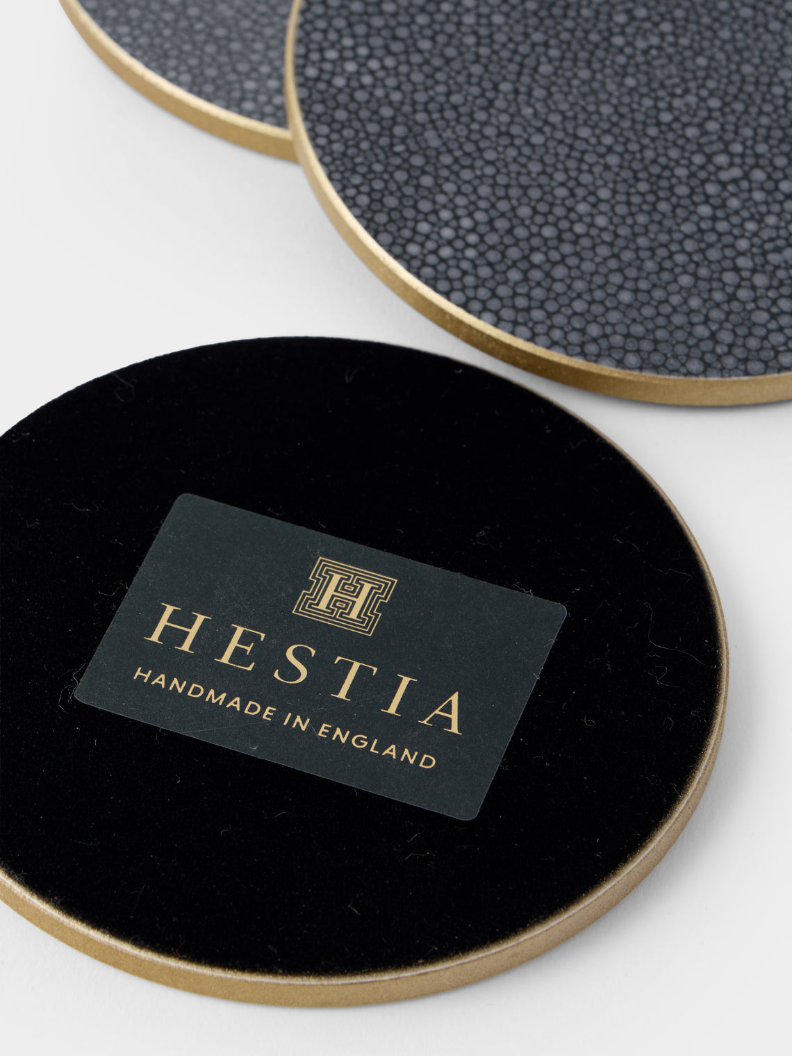 HestiaLiving - | Set of 4 | Prestige Faux Shagreen Coasters - Gray - ABASK
