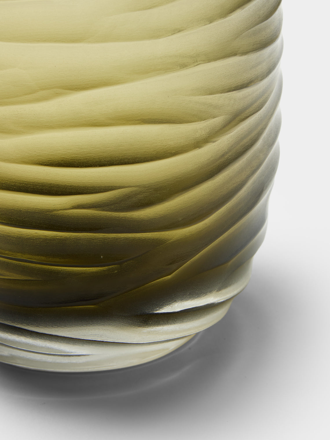 Micheluzzi Glass - Rullo Laguna Onde Hand-Blown Murano Glass Vase (6in/16cm) - Green - ABASK