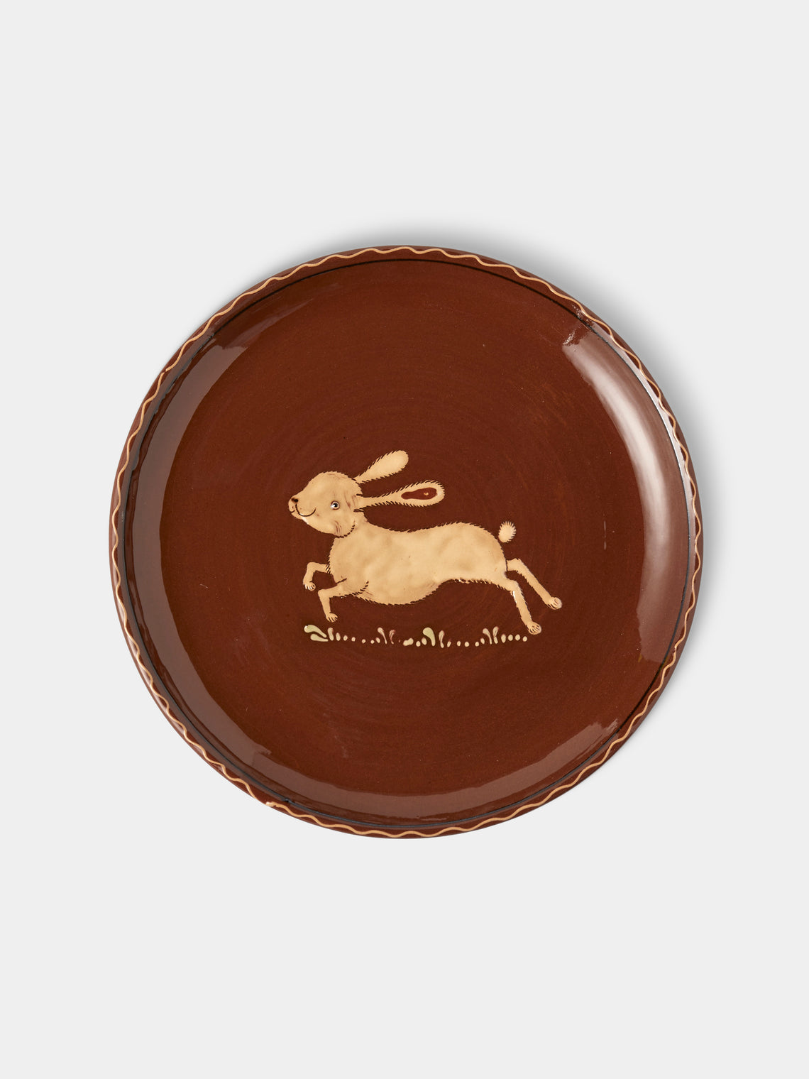 Poterie d’Évires - Animals Hand-Painted Ceramic Plates – 9.5in/24cm (Set of 8) - Light brown - ABASK