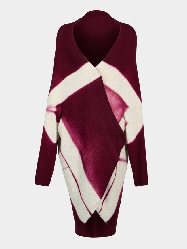 Suzusan - Shibori Cashmere Upside-Down Cape | One Size - Red - ABASK - 