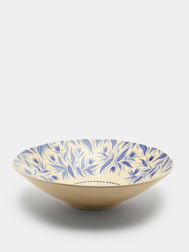 Rosanna Corfe - Birds and Bluebells Hand-Painted Ceramic Flared Bowl - Cream - ABASK - 