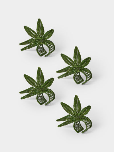 Artesanías del Atlántico - | Set of 4 | Paradise Handwoven Palm Napkin Rings - Green - ABASK - 