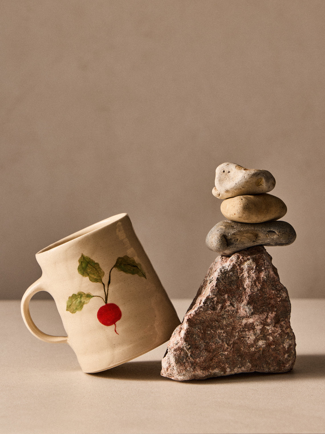 Liz Rowland - Radish Hand-Painted Ceramic Mug - White - ABASK