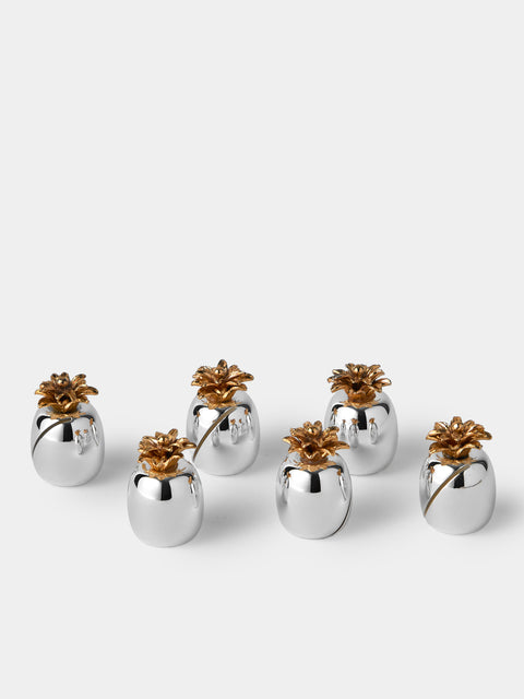 Ercuis - | Set of 6 | Pineapple Silver-Plated Place Card Holders - Silver - ABASK - 