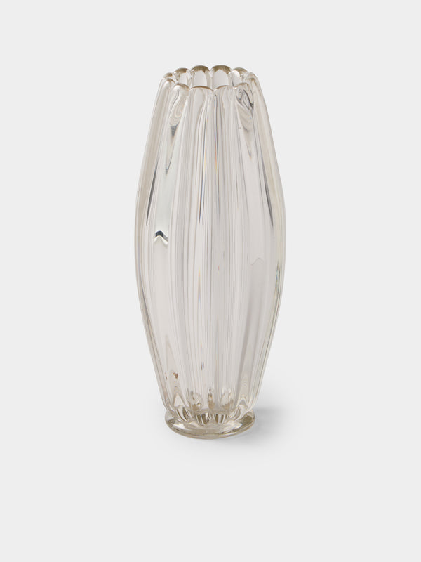 Antique and Vintage - 1960s Seguso Glass Vase (12in/31cm) - Clear - ABASK - 