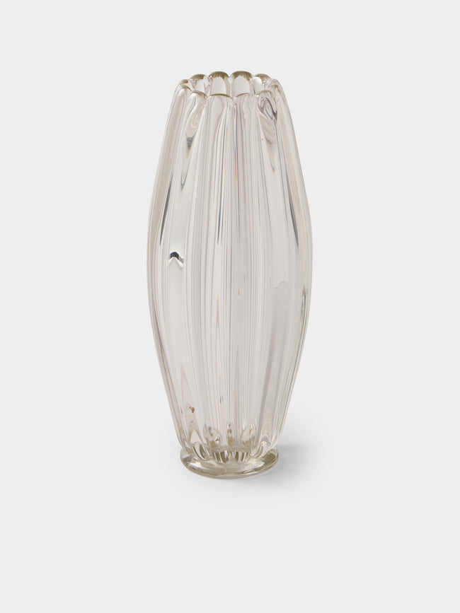 Antique and Vintage - 1960s Seguso Glass Vase (12in/31cm) - Clear - ABASK - 