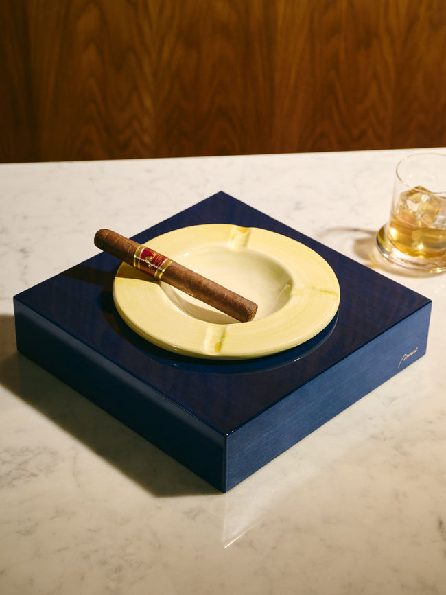 Morici - Roma Wood Ashtray - Blue - ABASK