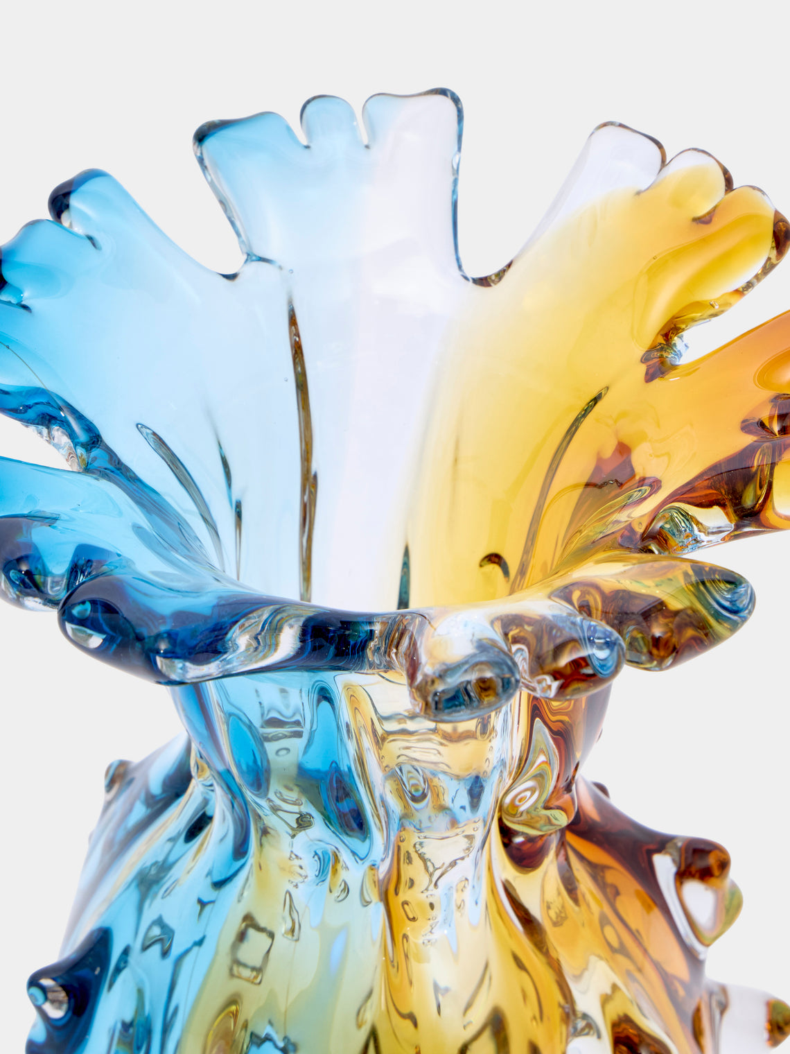 Antique and Vintage - 1980s A. Dal Borgo Murano Glass Vase (11in/28.5cm) - Yellow - ABASK