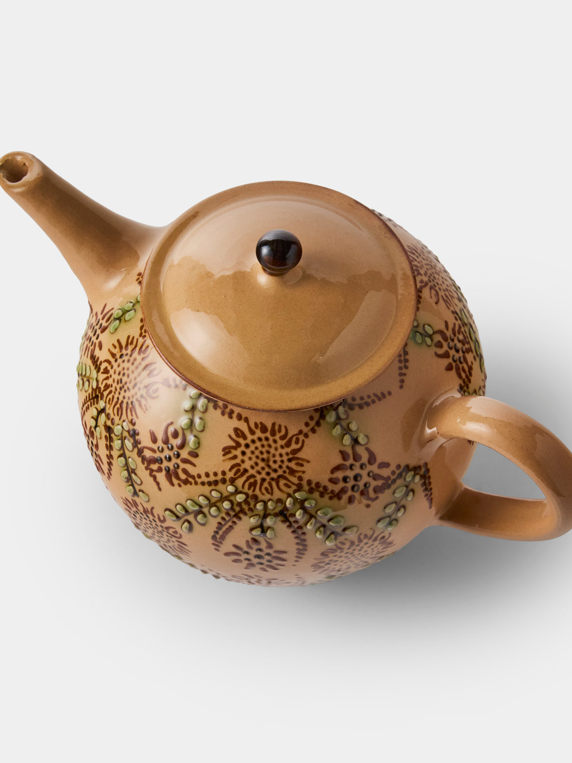 Poterie d’Évires - Flowers Hand-Painted Ceramic Small Teapot - Cream - ABASK