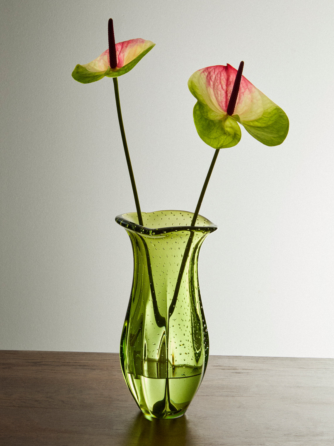 Antique and Vintage - 1970s Bullicante Glass Vase (10in/25.5cm) - Green - ABASK