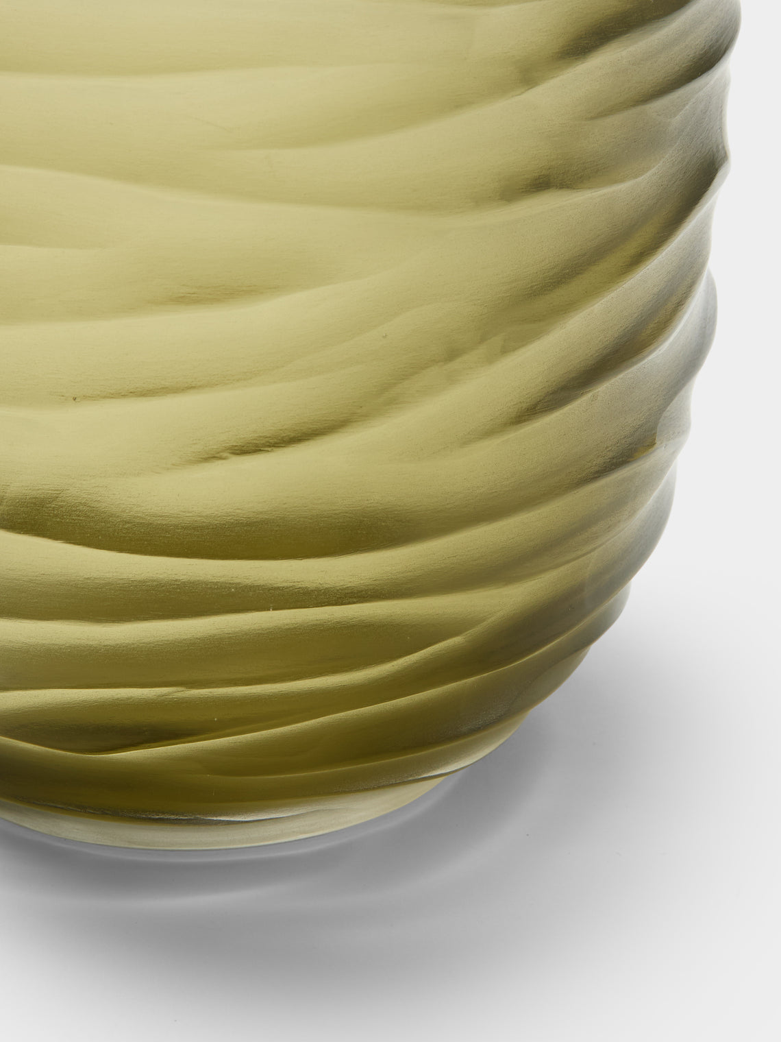 Micheluzzi Glass - Rullo Laguna Onde Hand-Blown Murano Glass Vase (9in/23cm) - Green - ABASK