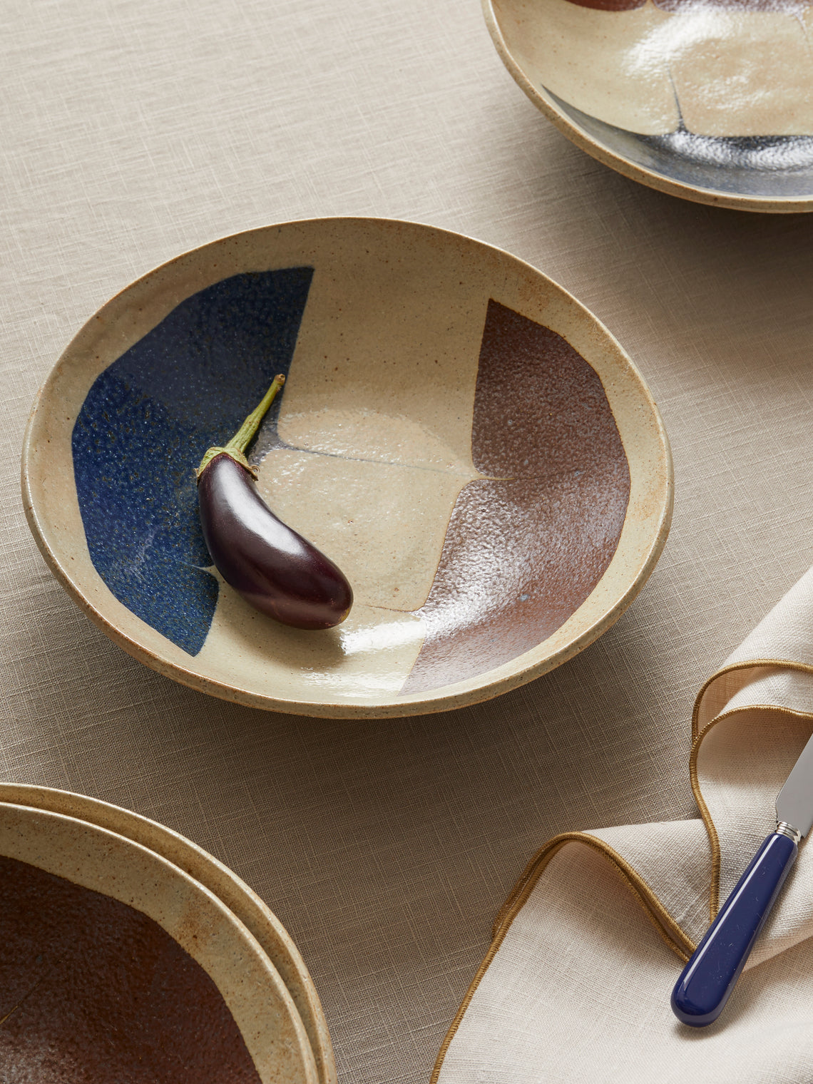 Makidani-gama - No. 2 Nerikomi Ceramic Plates – 10in/25cm (Set of 4) - Multiple - ABASK