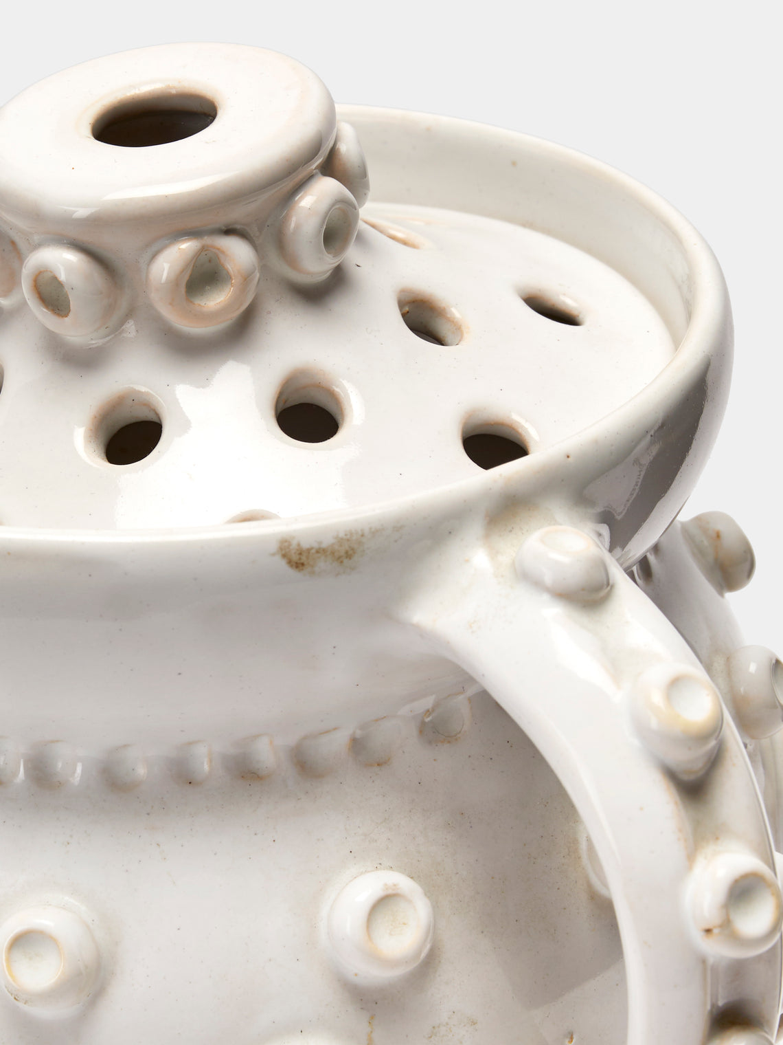 Antique and Vintage - 1920s Émile Tessier Ceramic Vase (9in/23.5cm) - White - ABASK