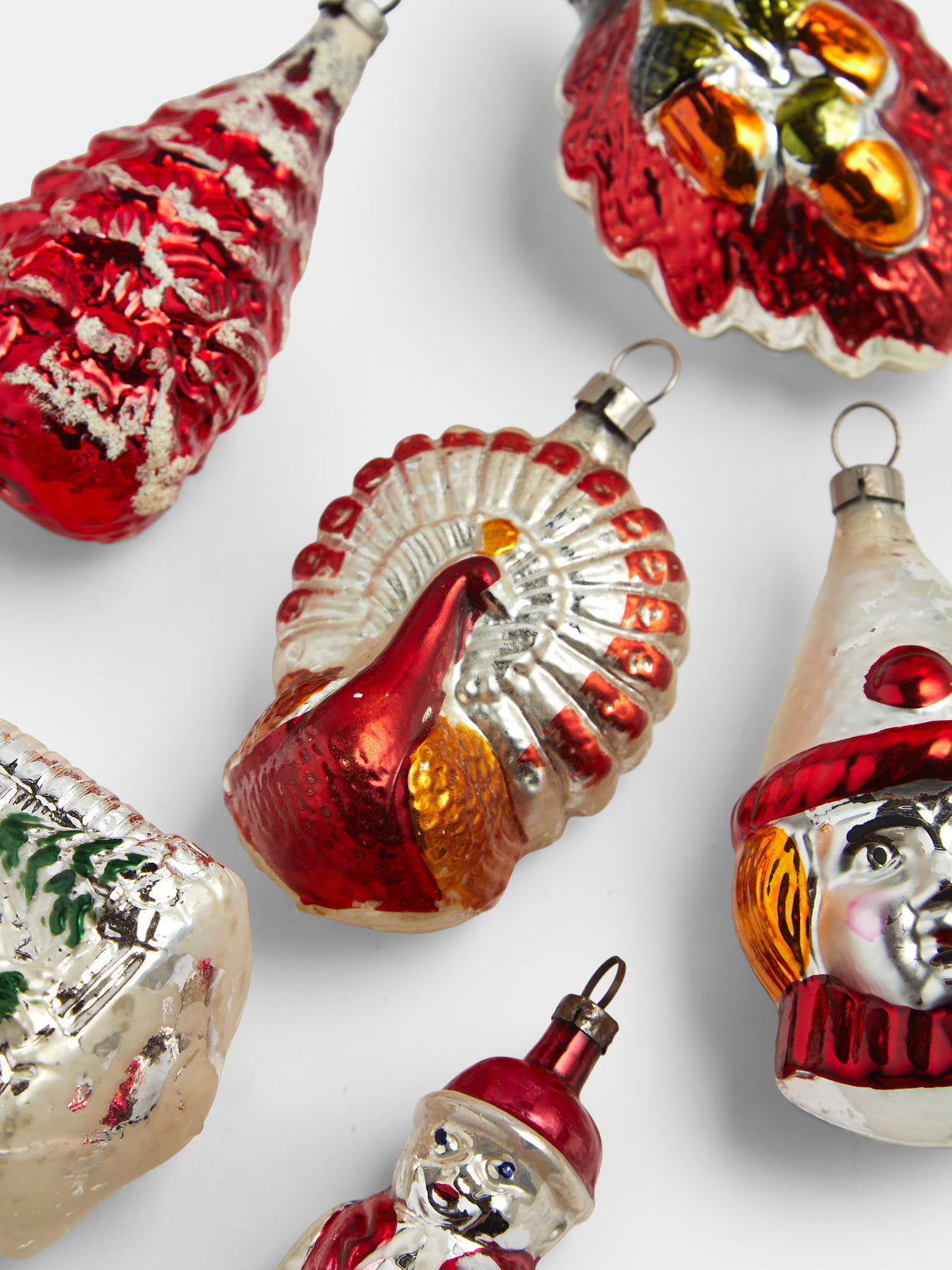 Antique and Vintage - Early-20th-Century Christmas Glass Baubles (Set of 12) - Red - ABASK