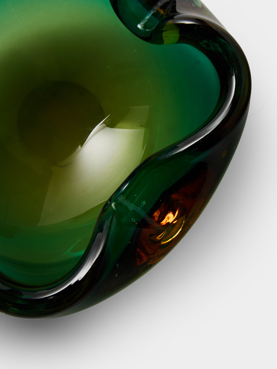 Antique and Vintage - Mid-Century Murano Glass Ashtray - Green - ABASK