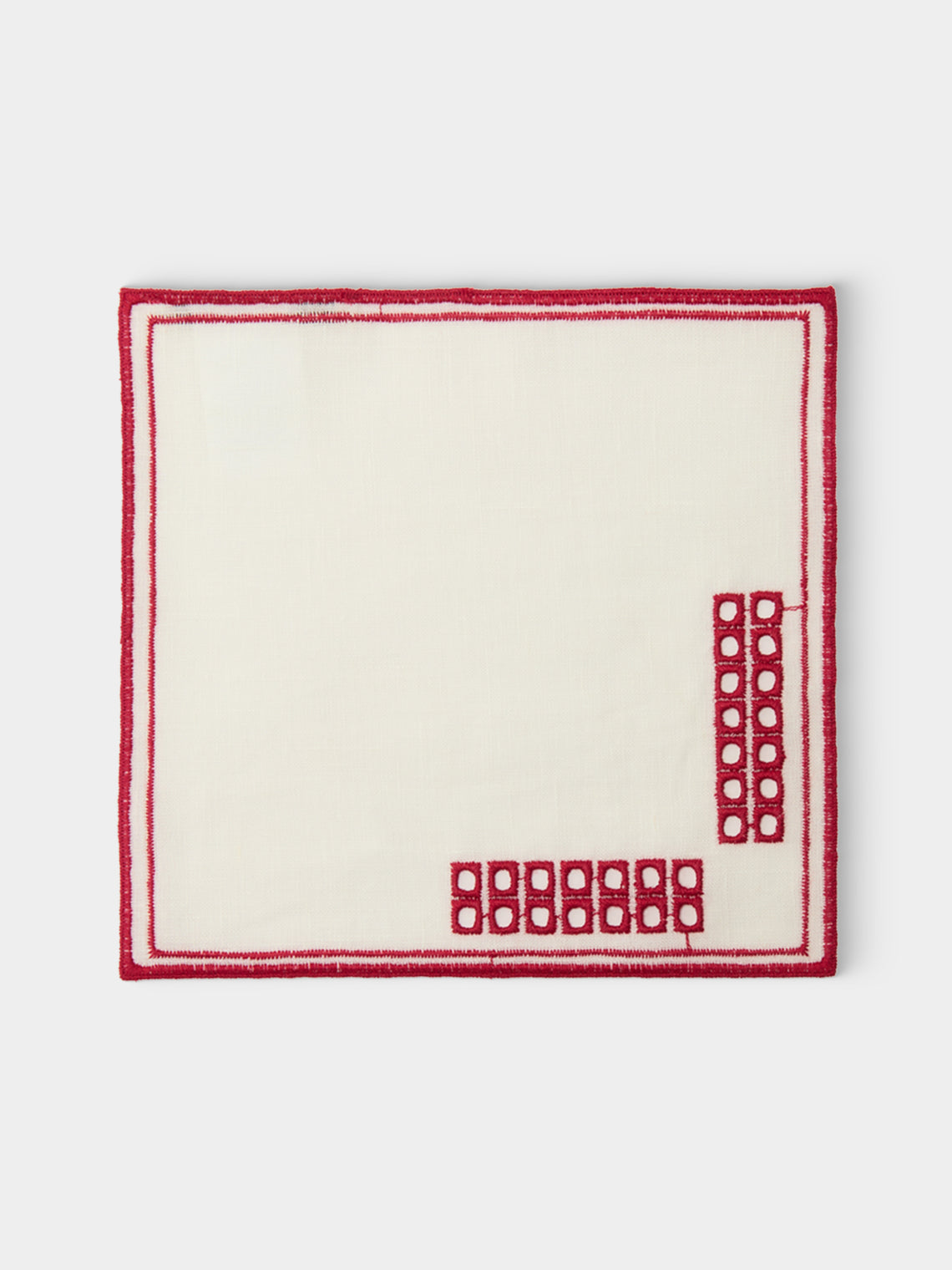Borgo delle Tovaglie - Erica Embroidered Linen Cocktail Napkins (Set of 12) - Red - ABASK - 
