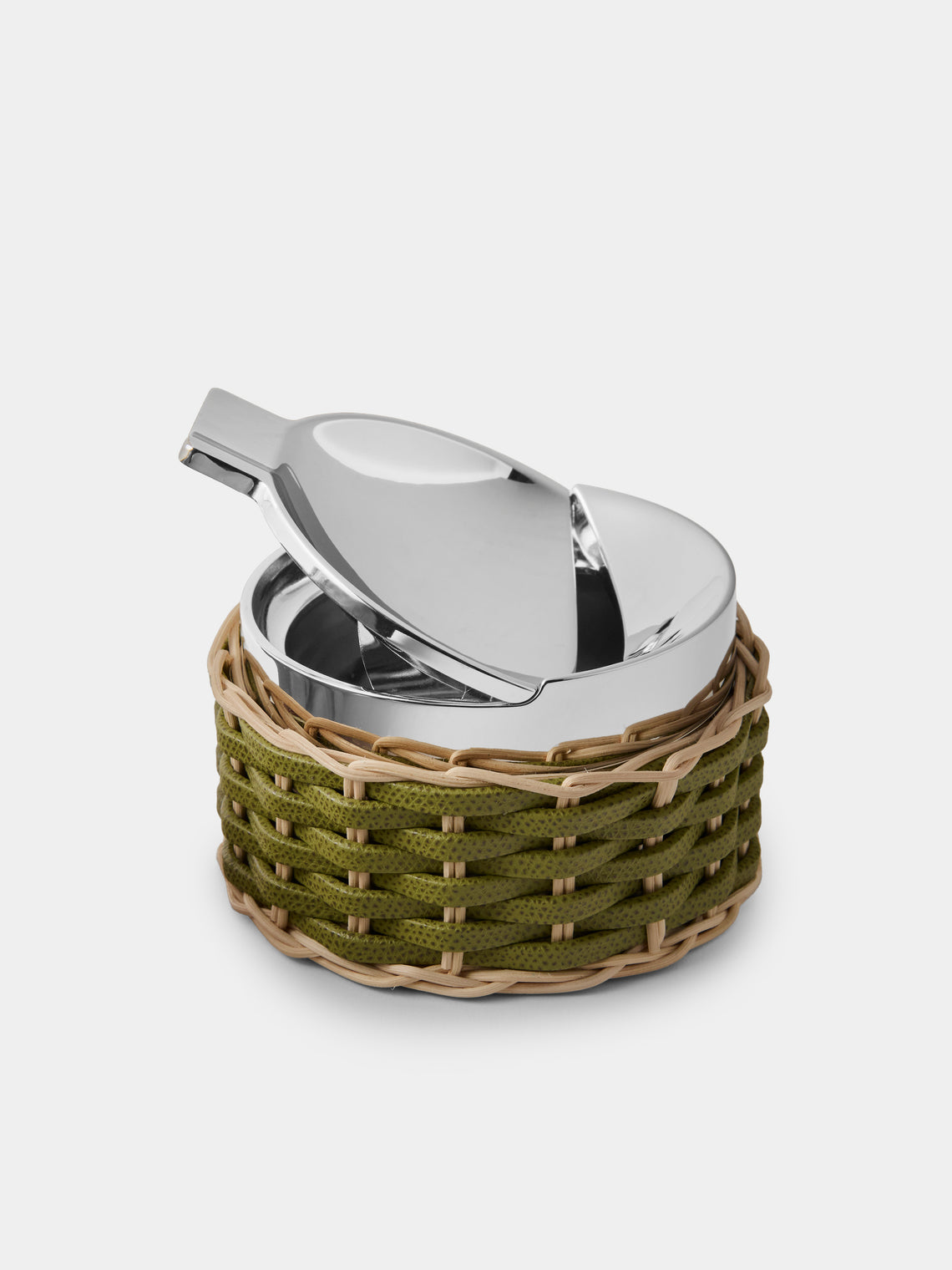 Pigment France - Toledo Leather and Rattan Ashtray - Green - ABASK