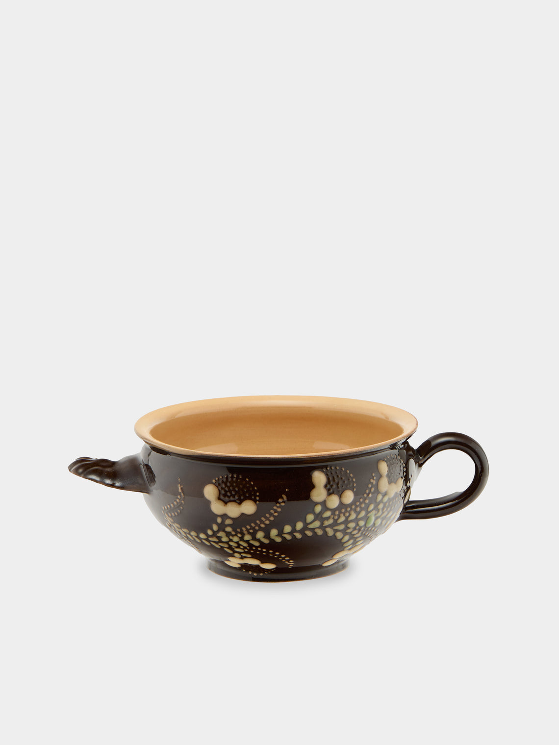 Poterie d’Évires - Flowers Hand-Painted Ceramic Soup Bowls (Set of 4) - Dark brown - ABASK