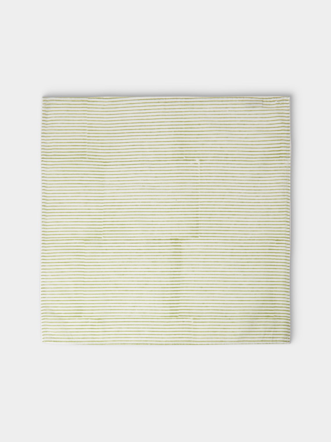 Chamois - | Set of 8 | Stripe Block-Printed Cotton Napkins - Green - ABASK