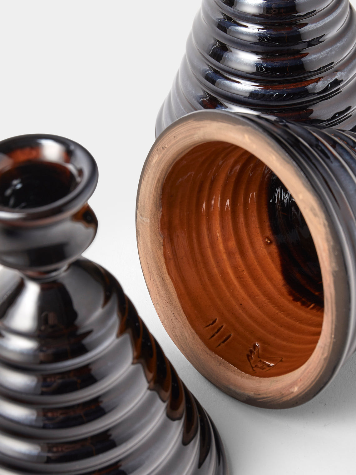 Poterie de Cliousclat - Slipware Candle Holders (Set of 3) - Black - ABASK