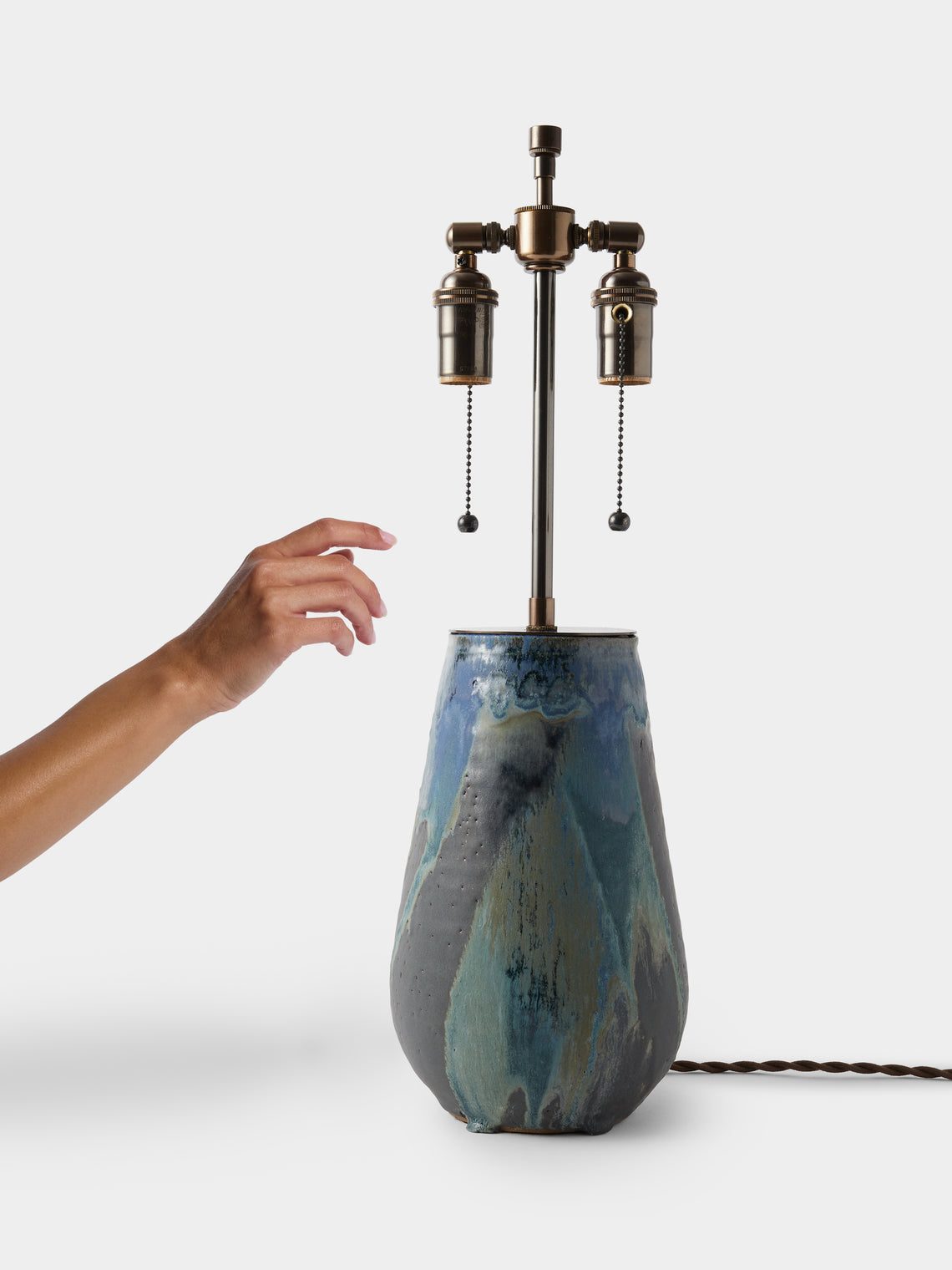 Peter Speliopoulos Projects - Hand-Glazed Stoneware Table Lamp - Blue - ABASK
