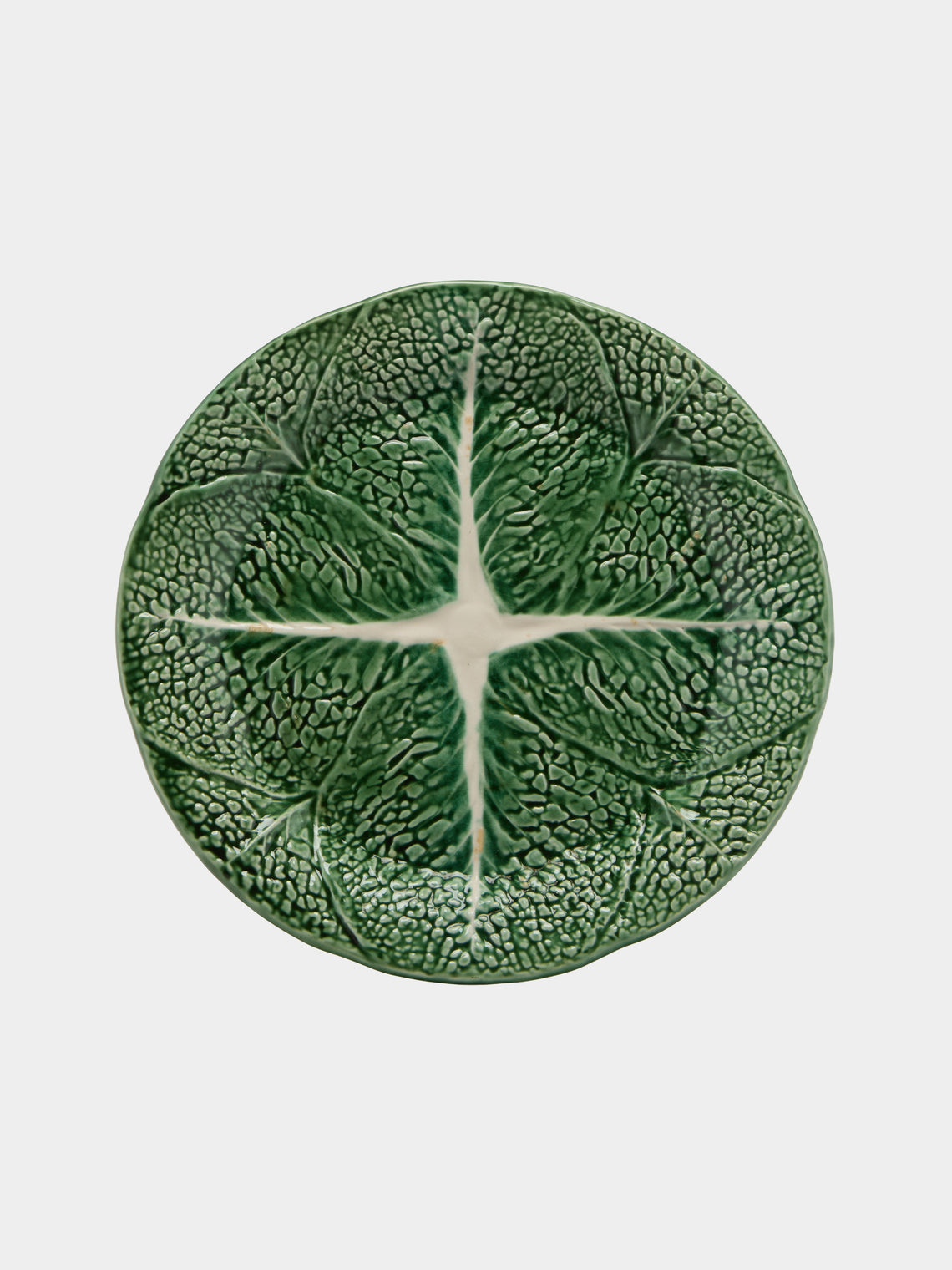 Antique and Vintage - Mid-Century Cabbage Majolica Ceramic Dinner Plates – 10.5in/27cm (Set of 8) - Green - ABASK