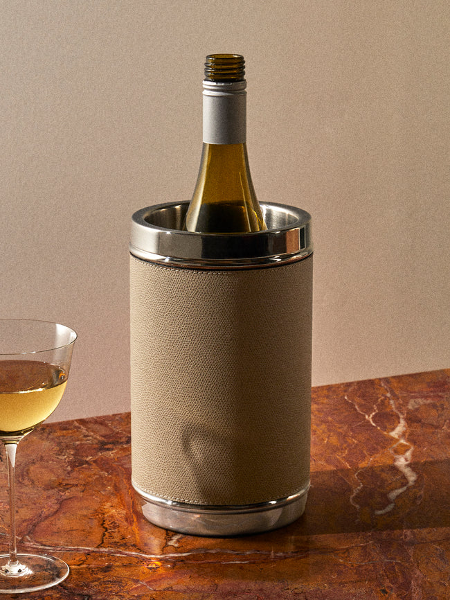 Giobagnara - Ocean Leather and Steel Bottle Cooler - Beige - ABASK