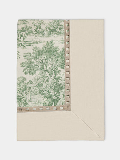 Borgo delle Tovaglie - Riviera Toile de Jouy Linen Large Square Tablecloth - Green - ABASK - 