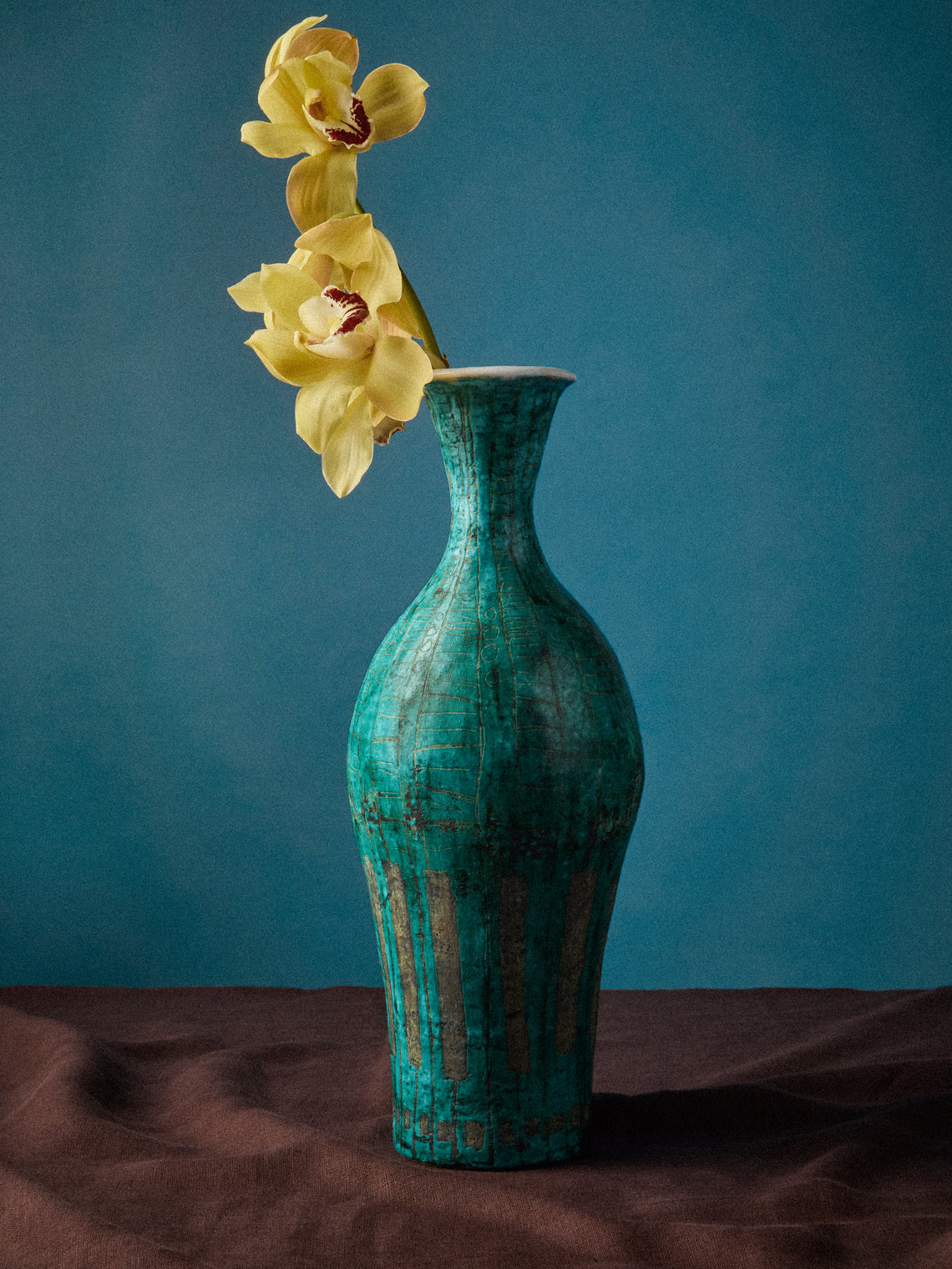 Antique and Vintage - Mid-Century Ceramic Vase - Blue - ABASK