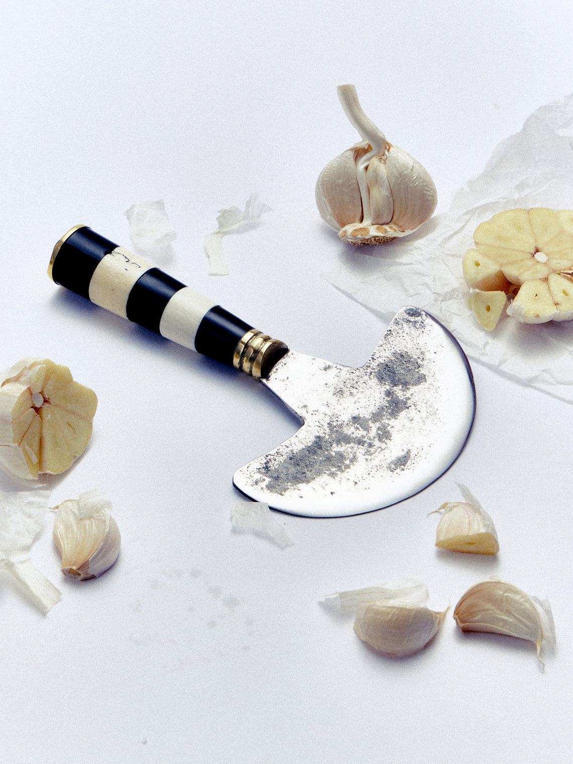 Poglia - Half Moon Horn and Bone Knife - Black - ABASK