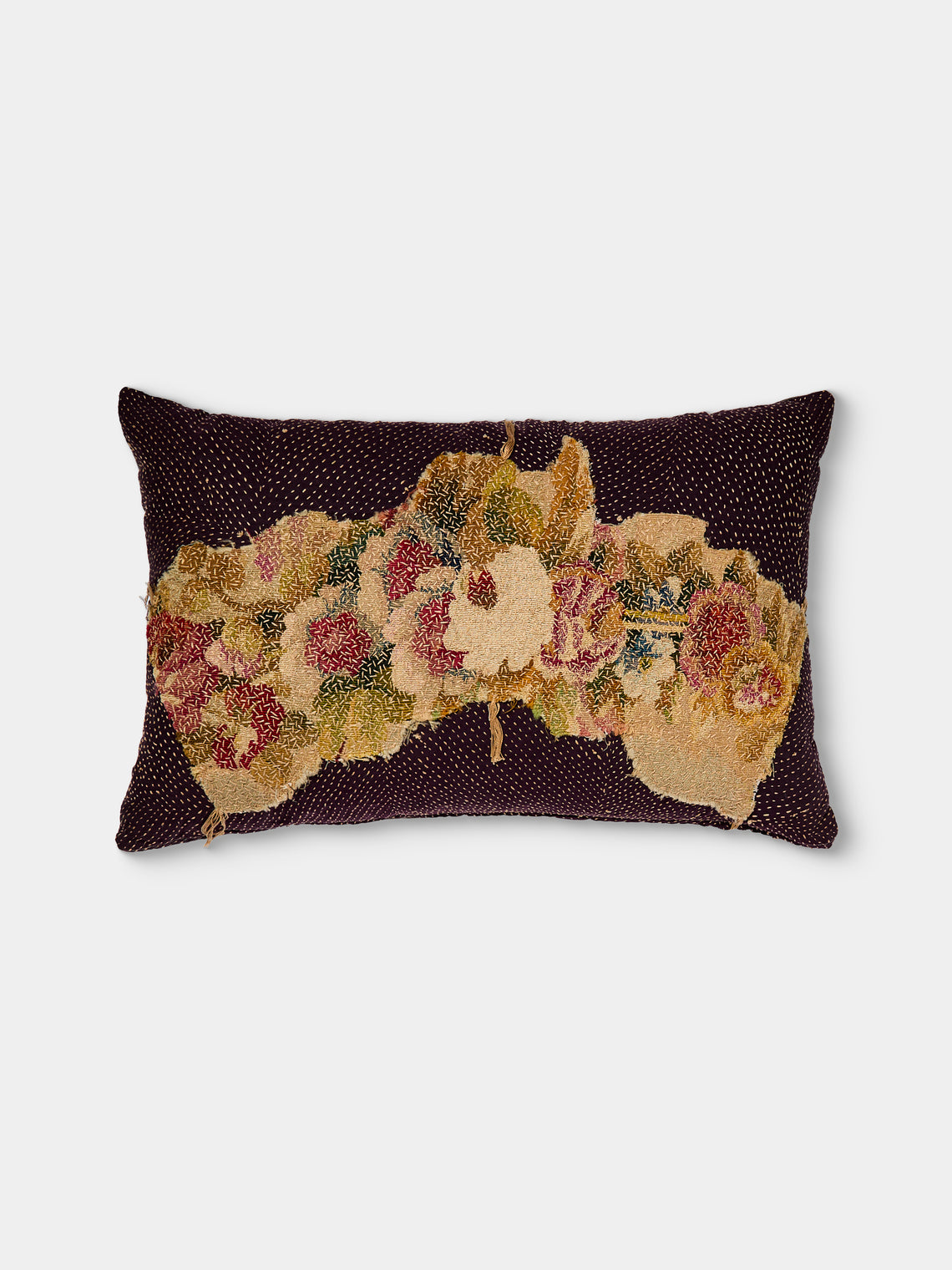 By Walid - 18th-Century French Aubusson Tapestry Linen and Damask Pillow (27.5in/70cm) - Multiple - ABASK - 
