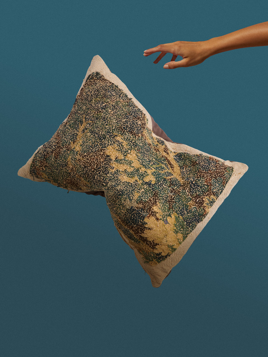 By Walid - 17th-Century Flemish Verdure Tapestry Marcella Cotton Cushion (26in/66cm) - Multiple - ABASK