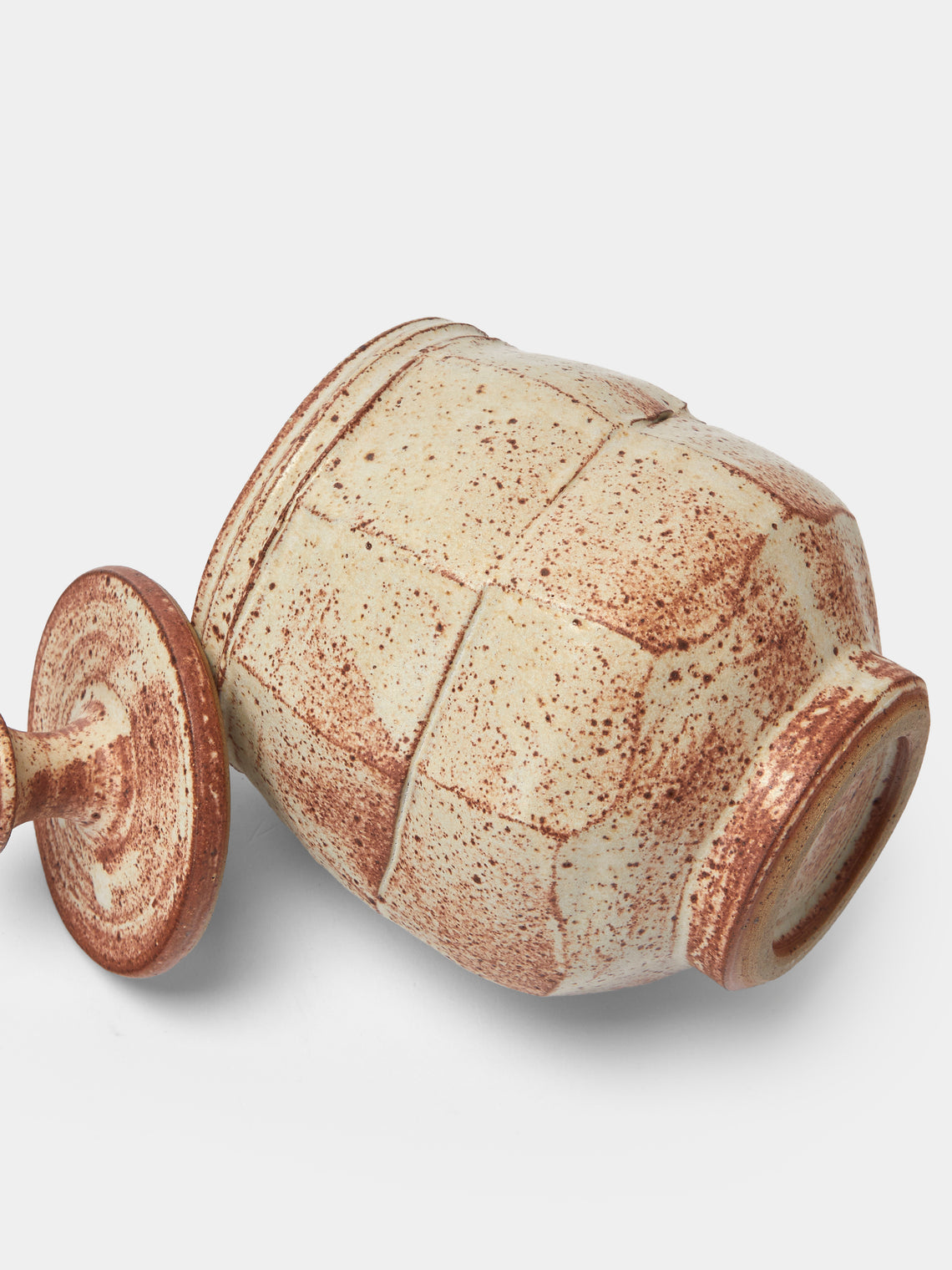 Adam Ross - Hand-Thrown Ceramic Faceted Wide Lidded Jar - Beige - ABASK