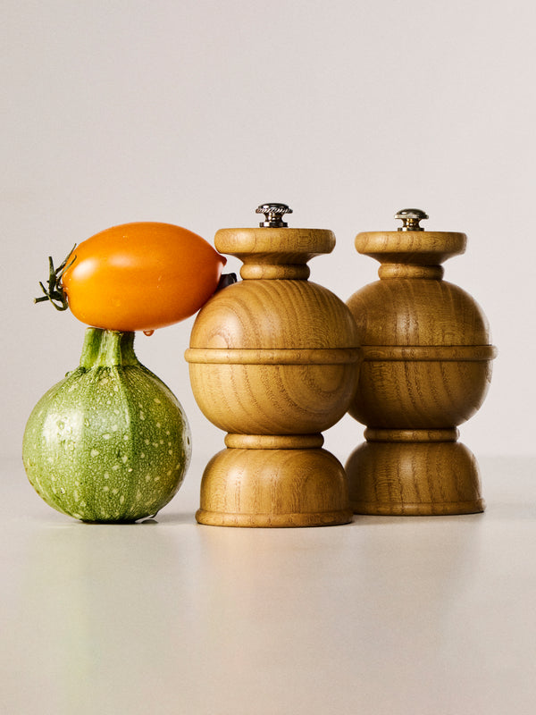 Yamani Woodworks - Hand-Turned Wood Salt and Pepper Mills (Set of 2) - Brown - ABASK