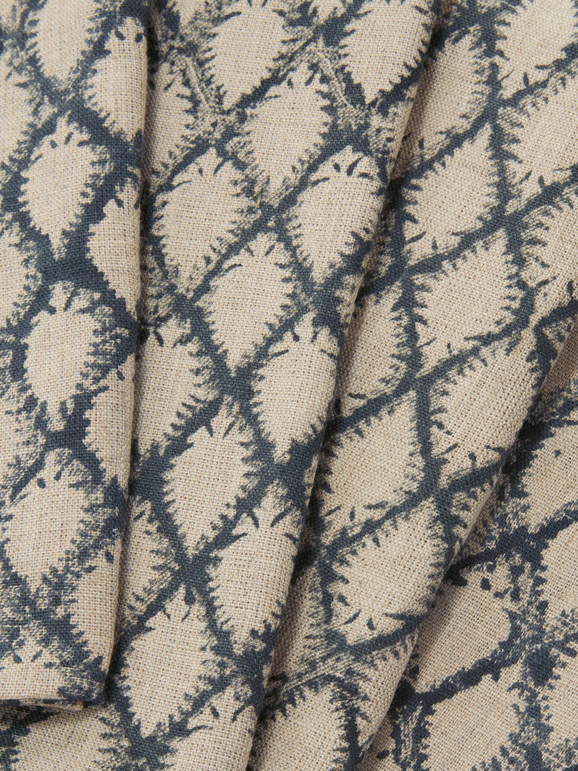 Chamois - Cypress Block-Printed Linen Napkins (Set of 4) - Navy - ABASK