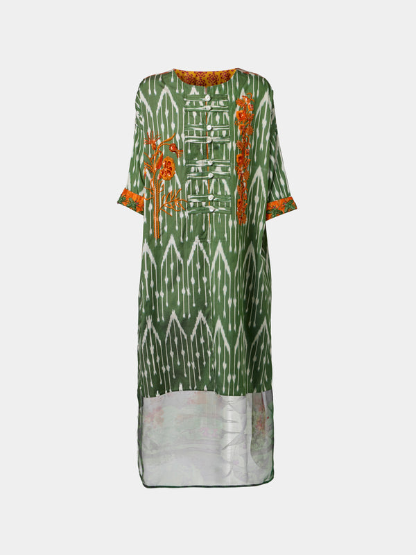Nazzy Beglari - Women's Hand-Loomed Ikat Silk and Cotton Robe | One Size - Multiple - ABASK - 