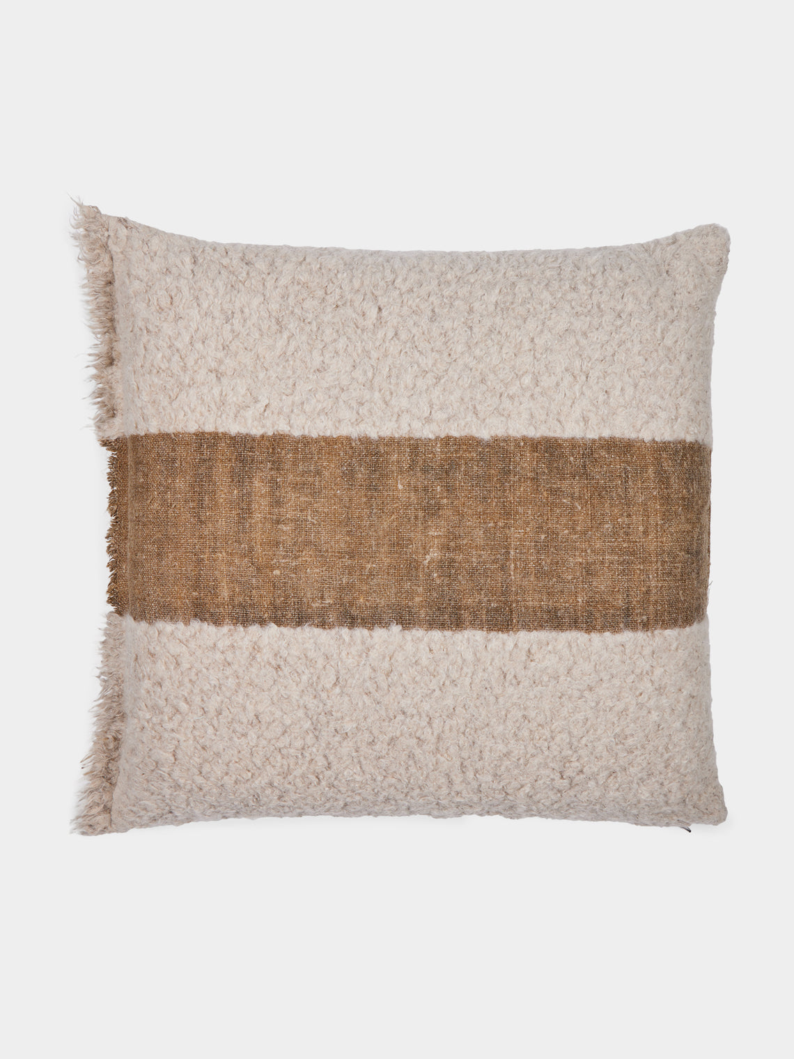 The House of Lyria - Cimide Alpaca and Silk Cushion (21.5in/55cm) - Beige - ABASK