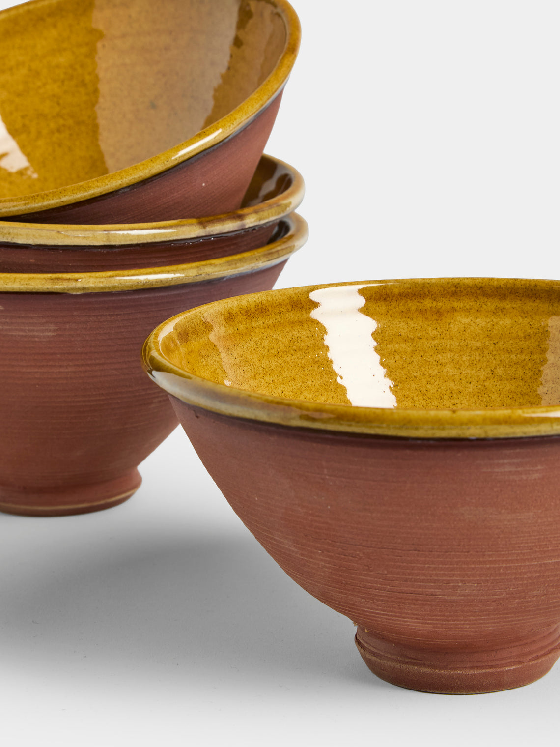 Neville Tatham - Slipware Ribbed Bowls (Set of 4) - Brown - ABASK