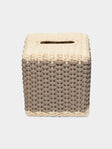Giobagnara - Antibes Handwoven Leather and Rattan Tissue Box - Taupe - ABASK - 