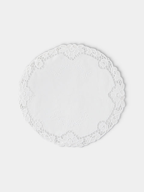 Rolane du Dreuih Creations - Lacework Linen Medium Round Placemats (Set of 4) - Ivory - ABASK - 