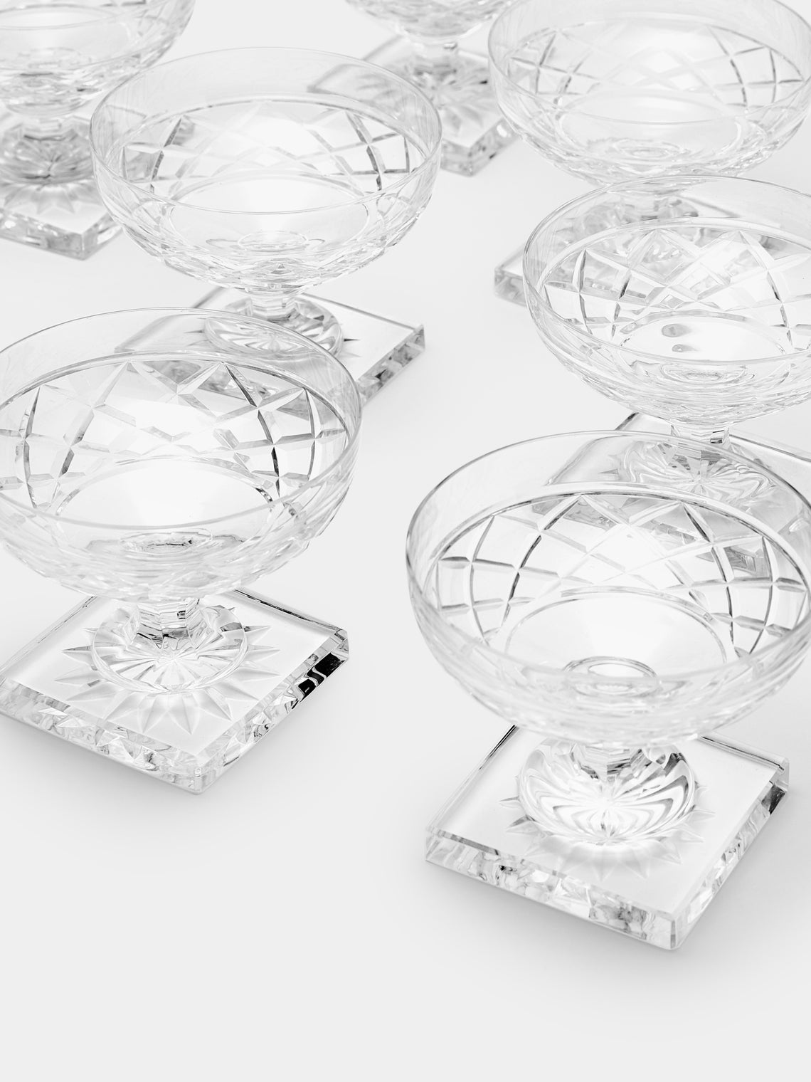 Antique and Vintage - 1930s Val Saint Lambert Crystal Champagne Coupes (Set of 8) -  - ABASK