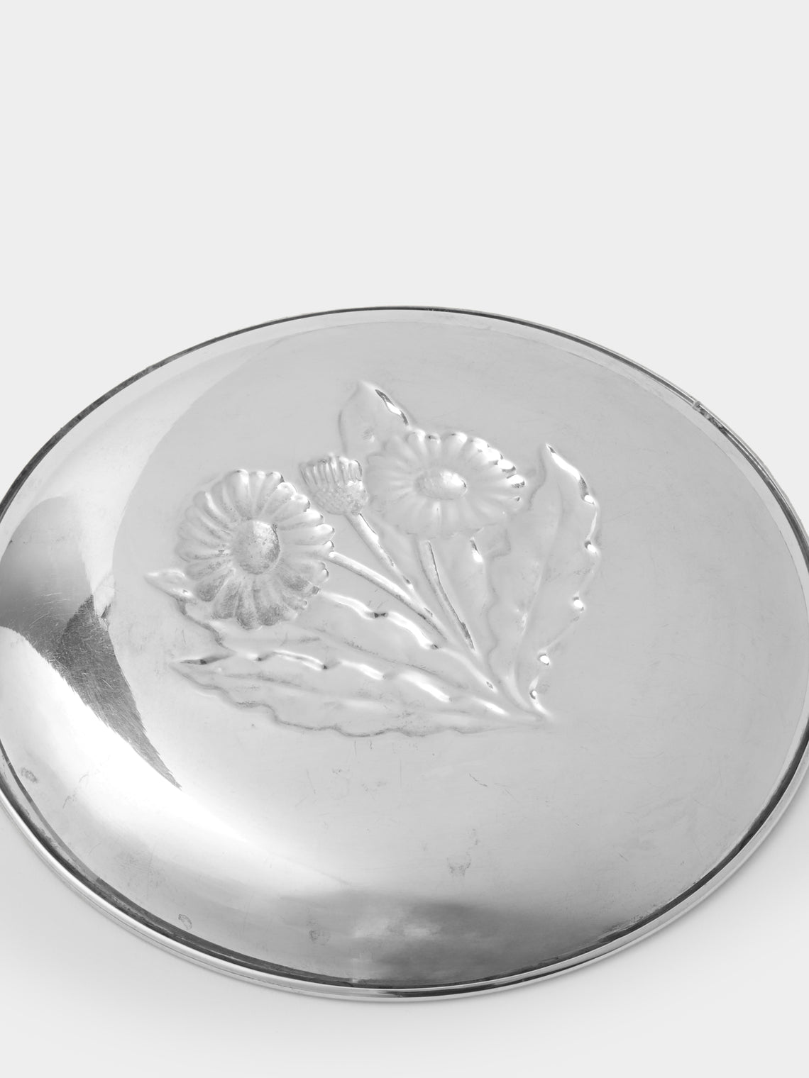Antique and Vintage - 1950s Flower Silver-Plated Trinket Tray - Silver - ABASK