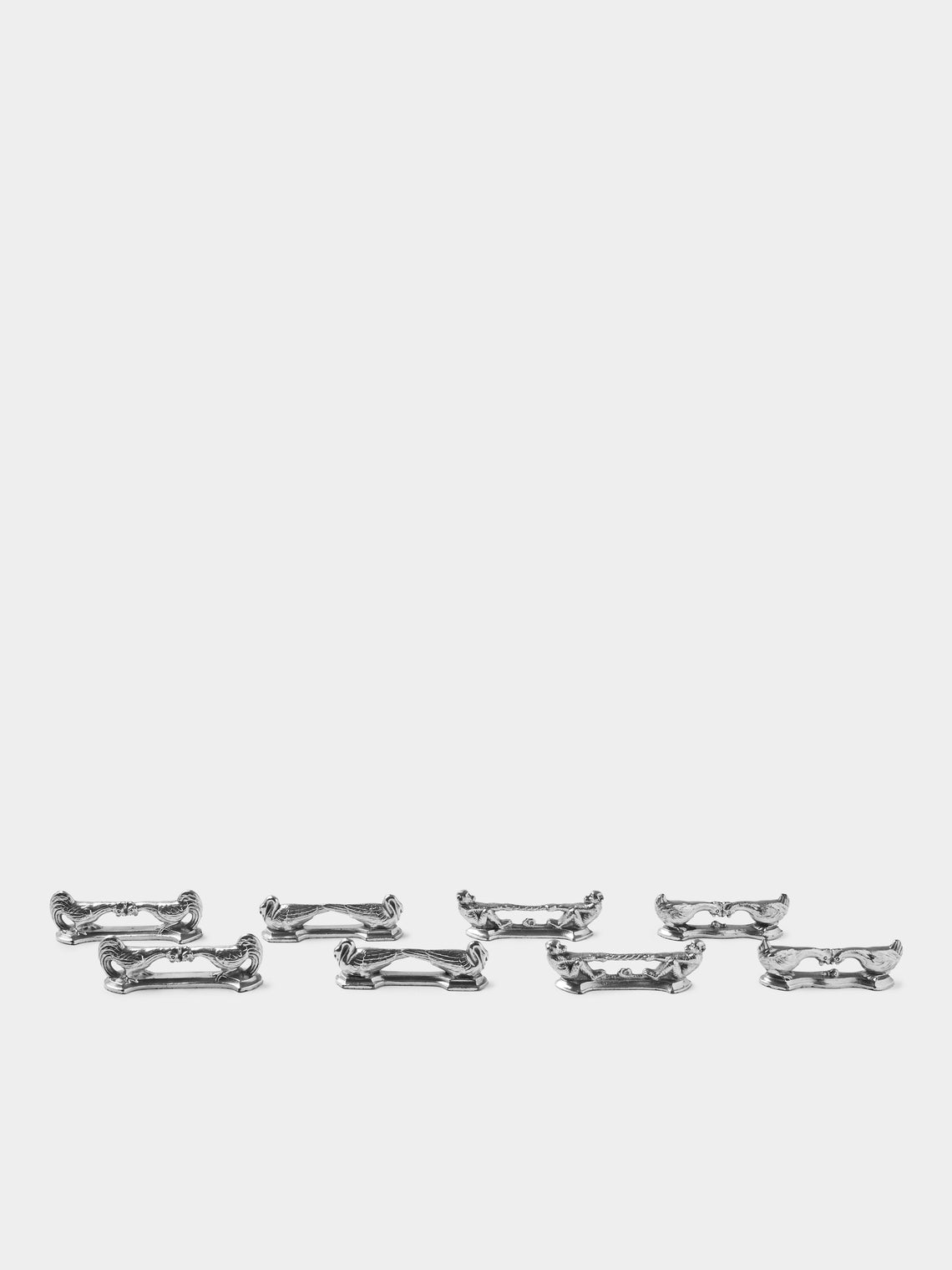 Antique and Vintage - Mid-Century Silver-Plated Animals Knife Rests (Set of 8) - Silver - ABASK - 
