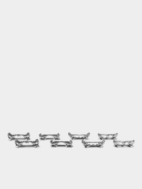Antique and Vintage - Mid-Century Silver-Plated Animals Knife Rests (Set of 8) - Silver - ABASK - 