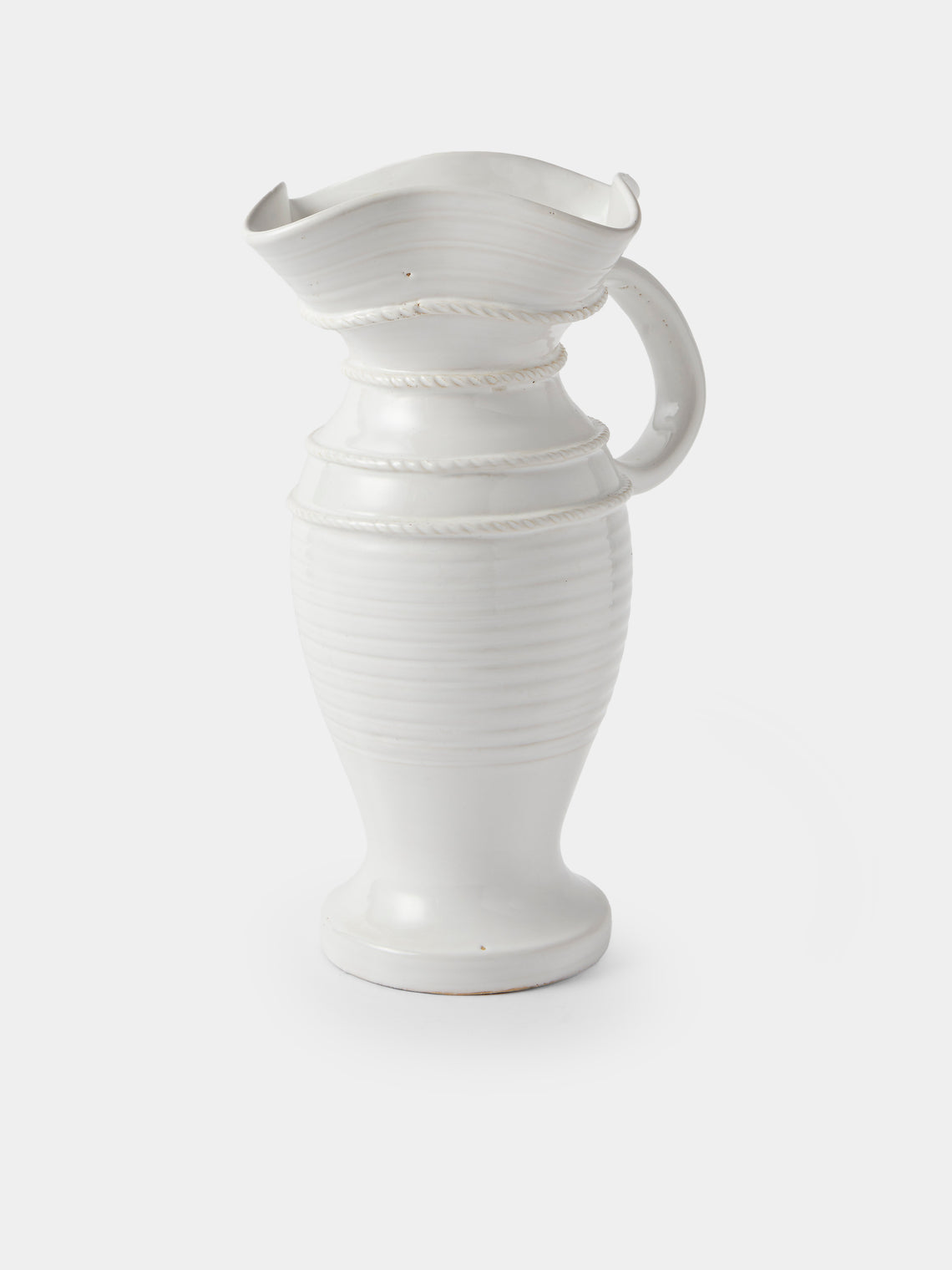 Antique and Vintage - 1940s Émile Tessier Ceramic Wavy Vase (13in/32.5cm) - White - ABASK
