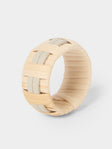 Pigment France - | Set of 4 | Anglet Leather and Rattan Napkin Rings - Cream - ABASK - 