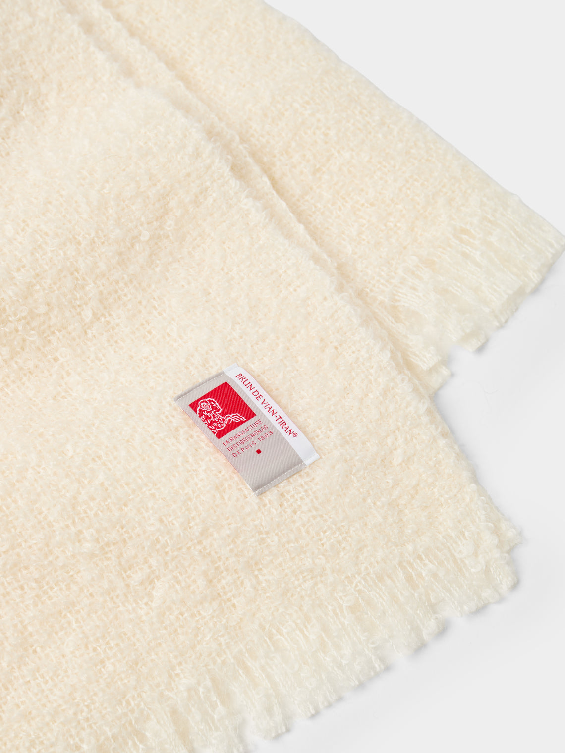 Brun de Vian-Tiran - Cirrus Handwoven Mohair Throw (71in/1.8m) - Cream - ABASK