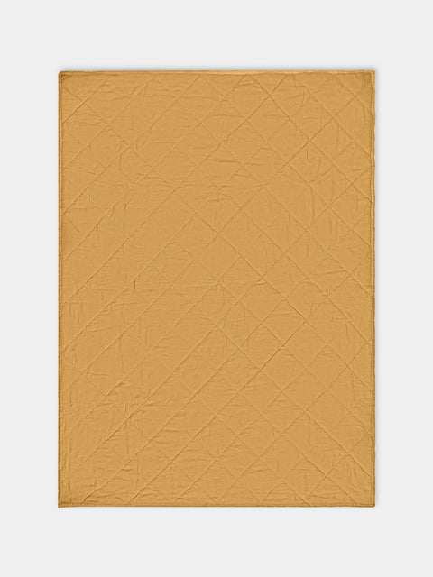 Tuck It In - Hand-Embroidered Linen Quilt (79in/2m) - Mustard - ABASK - 
