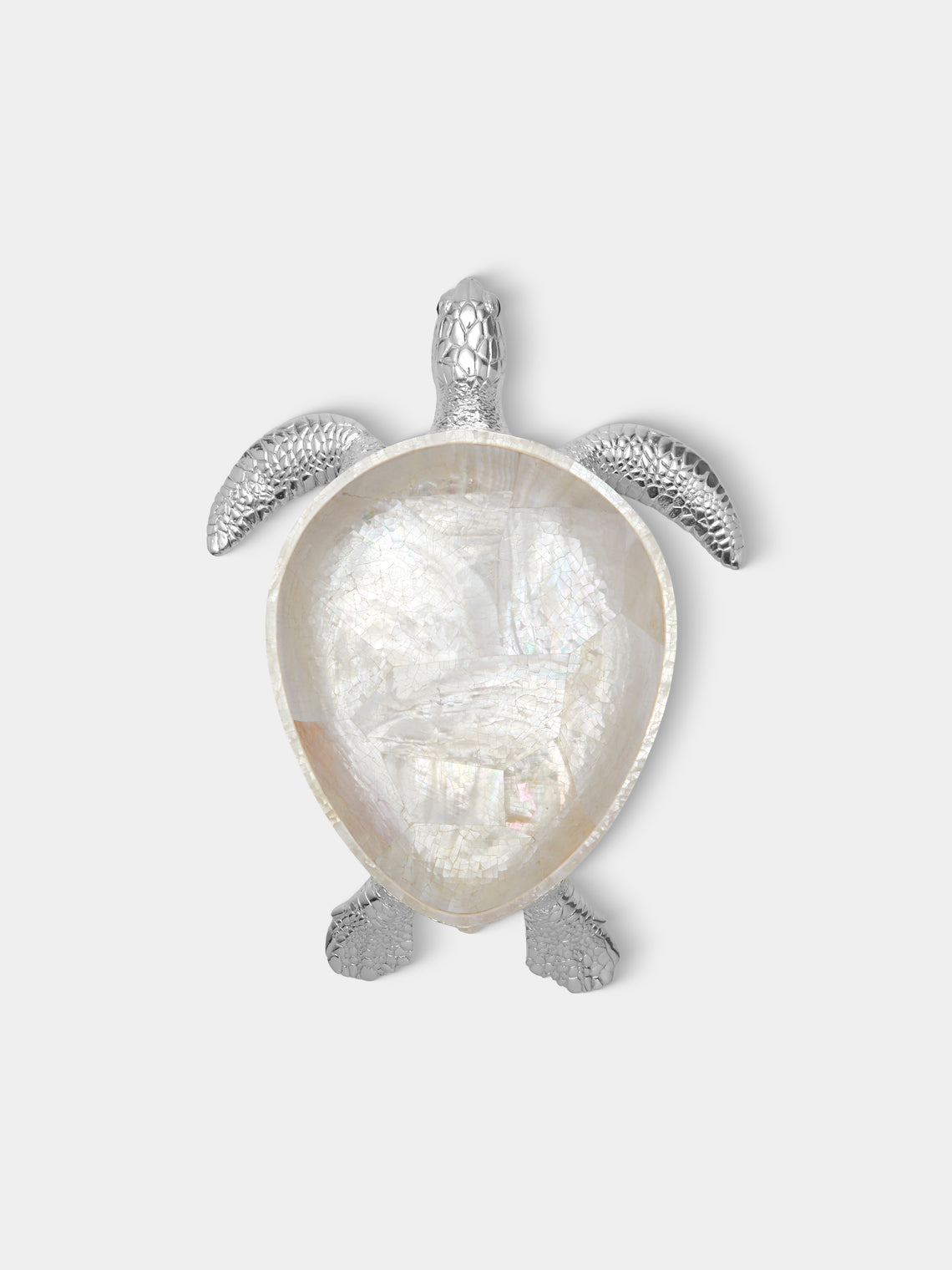 Objet Luxe - Turtle Silver-Plated and Mother-of-Pearl Tray (18.5in/47cm) - White - ABASK