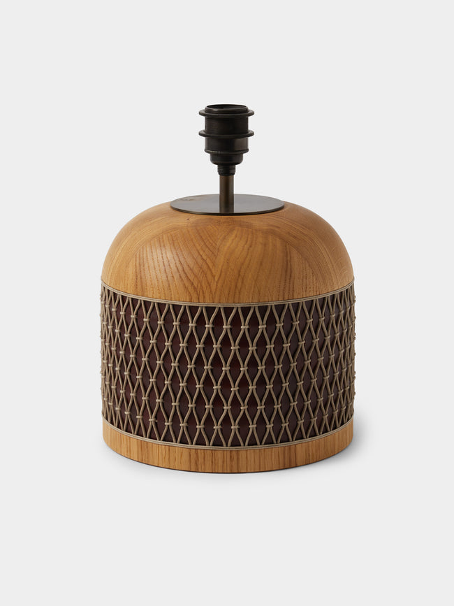 Aimee Betts - Ricasso Barrel Oak and Leather Short Table Lamp - Brown - ABASK - 